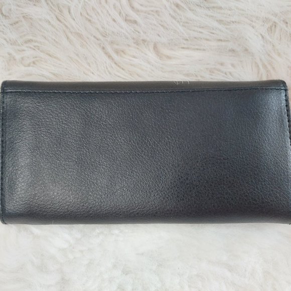 Cherokee Women's Black Genuine Grain Top Leather Long Wallet - Picture 2 of 11